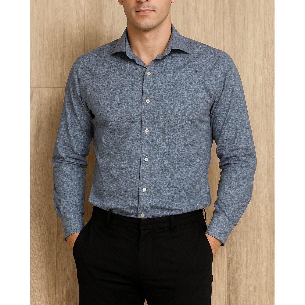 Ted Baker Endurance Dress Shirt Mens 15.5 Classic Fit Blue‎ Patterned